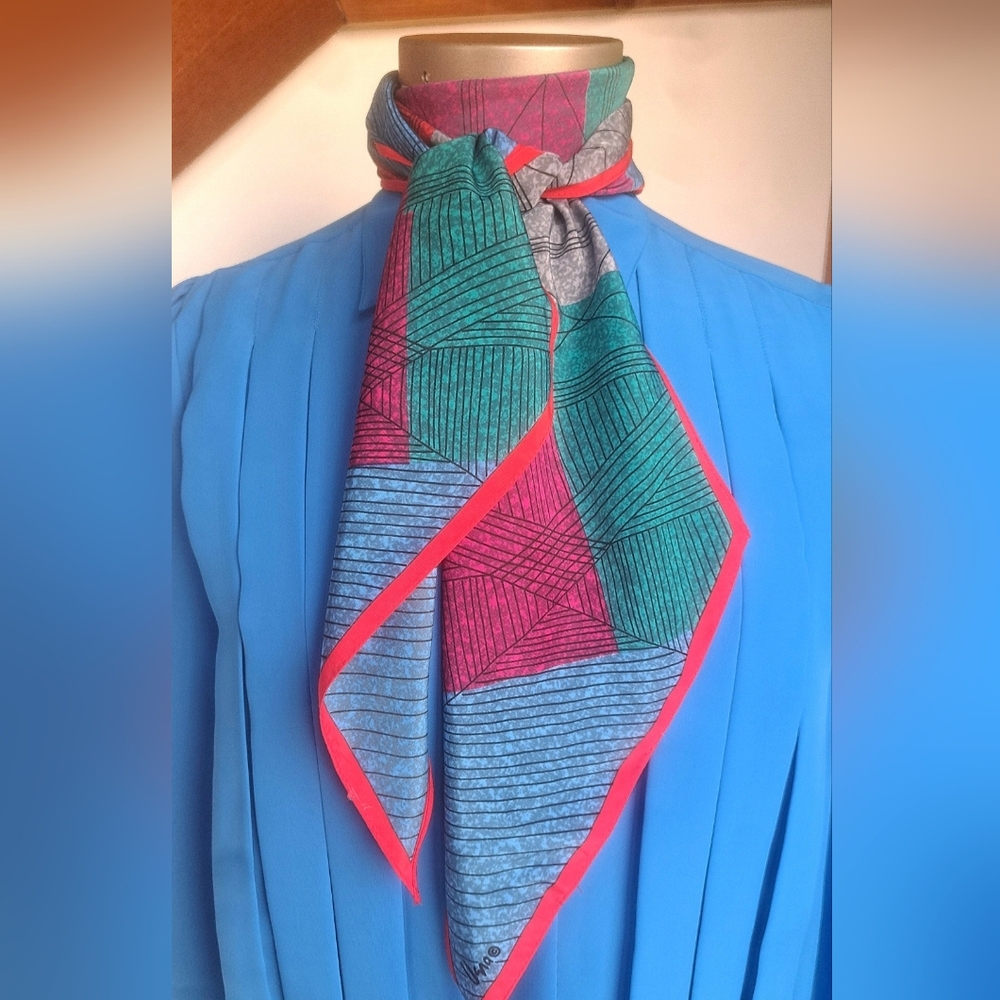 Vera Neumann Silk Scarf Blue Green
